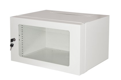 Armadio Rack 19" 6U Profondita  360 Mm Colore Grigio Porta In Vetro