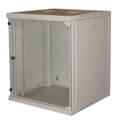 ARMADIO RACK 19" 12 UNITA' DA MURO PER RETI (A)620 X (L)540 X (P) 450 MM COLORE GRIGIO PORTA VETRO