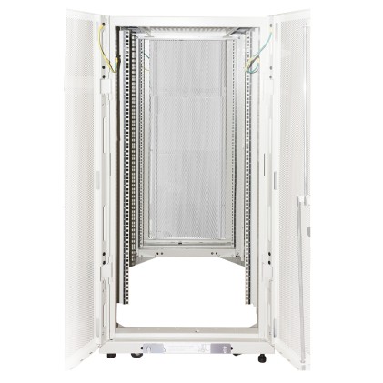 Armadio Rack 19" 24U Larghezza 600 Profondita  1070 Altezza 1191 Colore Grigio Porte Traforate Fianchi Apribili