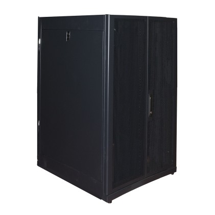 Armadio Rack 19" 24U Larghezza 800 Profondita  800 Altezza 1191 Colore Nero Porte Traforate Fianchi Apribili