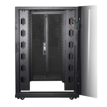 Armadio Rack 19" 24U Larghezza 800 Profondita  800 Altezza 1191 Colore Nero Porte Traforate Fianchi Apribili