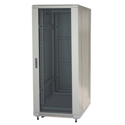 Armadio Rack 19&#34; 27U (A)1388 (L)600 (P)1000 Colore Grigio Porta Vetro