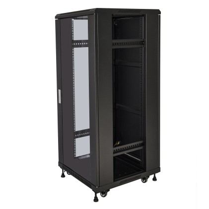 ARMADIO RACK 19" 27U (A)1388 (L)600 (P)1000 COLORE NERO PORTA VETRO