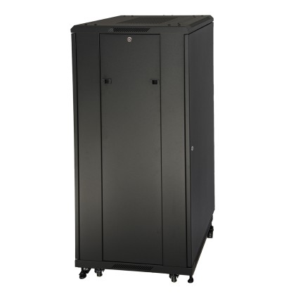 Armadio Rack 19&#34; 27U (A)1388 (L)600 (P)600 Colore Nero Porta Vetro