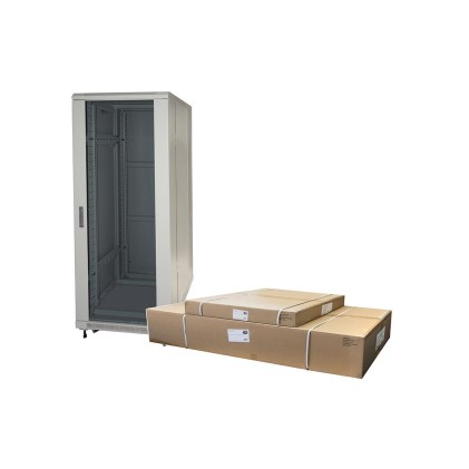 Armadio Rack 19&#34; Per Reti 32U (A)1610, (L)600, (P)600 Colore Grigio Disassemblato Porta Vetro