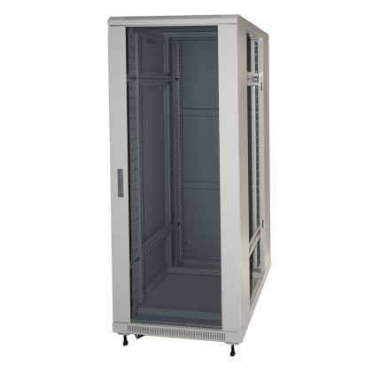 Armadio Rack 19&#34; Per Reti 32U (A)1610, (L)600, (P)600 Colore Grigio Porta Vetro