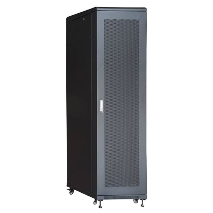 Armadio Rack 19&#34; 42U (A)2055, (L)600, (P)1000 Colore Nero Porta Traforata