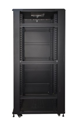 Armadio Rack 19&#34; 42U (A)2055, (L)800, (P)1000 Porta Traforata Colore Nero Con Guidacavi  Laterale