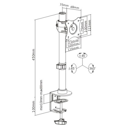 Link Braccio Supporto Da Tavolo Con Morsa Per Video 13-27"