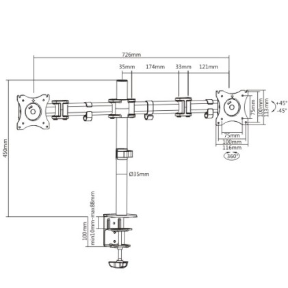 Staffa Tv/Monitor Da Tavolo Morsa Dimensioni Da 13 A 27 2 Monitor