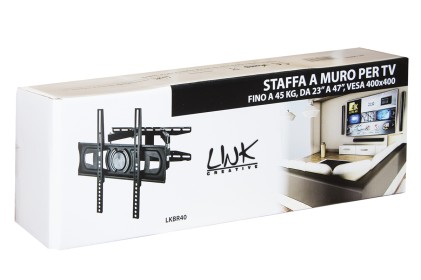 Staffa a muro per TV fino a 45 KG, da 23" a 47" fino a vesa 400X400