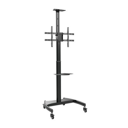 Supporto Tv 37"-70" Fino A 50 Kg Regolabile In Altezza Con Ripiani E Ruote