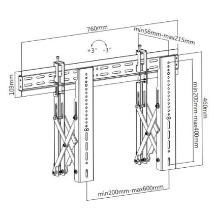 Supporto Per Video Wall 37&rdquo;-70&rdquo; Per Tv Piatte Led, Lcd Fino A 45 Kg E Fino A Vesa 600X400