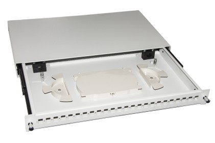 CASSETTO FIBRA OTTICA 24 PORTE PER ADATTATORI LC DUPLEX 1 UNITAâ€™ PER INSTALLAZIONE 19" GRIGIO