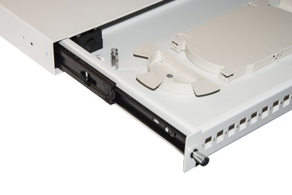 CASSETTO FIBRA OTTICA 24 PORTE PER ADATTATORI LC DUPLEX 1 UNITAâ€™ PER INSTALLAZIONE 19" GRIGIO