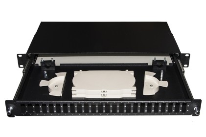 Cassetto Fibra Ottica 24 Porte Per Adattatori Sc Duplex 1 Unita’ Per Installazione 19" Nero