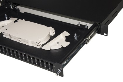 Cassetto Fibra Ottica 24 Porte Per Adattatori Sc Duplex 1 Unita’ Per Installazione 19" Nero