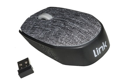 Mouse Wireless In Tessuto Colore Grigio Con Ricevitore Usb 1000 Dpi