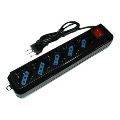 Multipresa 5 Prese Universali Ita/Schuko 10/16 A - Spina 16 A Con Interruttore Colore Nero