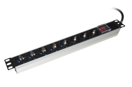 Multipresa Da Rack 19" 8 Prese Schuko Con Interruttore Spina Schuko 16A