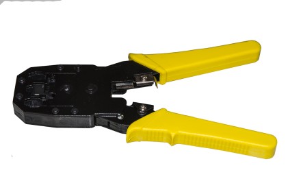 Set Attrezzi  In Astuccio Con Pinza Per Connettori 4, 6, 8 Poli, Spelafili, Tester, Cassettina Con Plug 6 E 8 Poli, Inseritore Keystone E Tester Cavi Di Rete