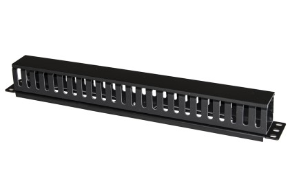 Pannello Passacavi 1 Unita&#39; A Gabbia Per Rack Con Coperchio Scorrevole 25 Slot Colore Nero