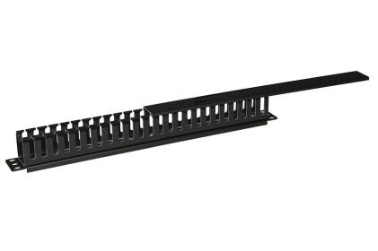 Pannello Passacavi 1 Unita&#39; A Gabbia Per Rack Con Coperchio Scorrevole 25 Slot Colore Nero