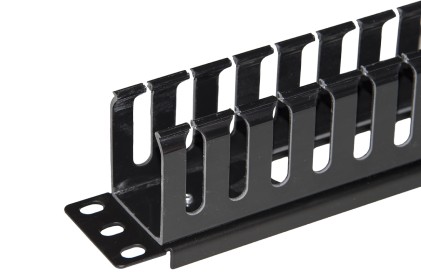 Pannello Passacavi 1 Unita&#39; A Gabbia Per Rack Con Coperchio Scorrevole 25 Slot Colore Nero
