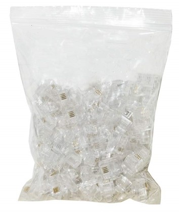 Confezione 100 Plug Telefonici 6 Posizioni 4 Contatti 6P4C Rj11