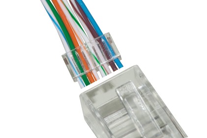 Confezione 100 Connettori 8 Poli Cat 5E Utp Non Schermato Rj45 Con Inserto Per Cavo Flessibile