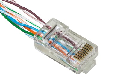 Confezione 100 Connettori 8 Poli Cat 5E Utp Non Schermato Rj45 Con Inserto Per Cavo Flessibile