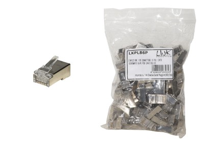 Confezione 100 Connettori 8 Poli Cat 6 Schermato Rj45 Per Cavo Solido