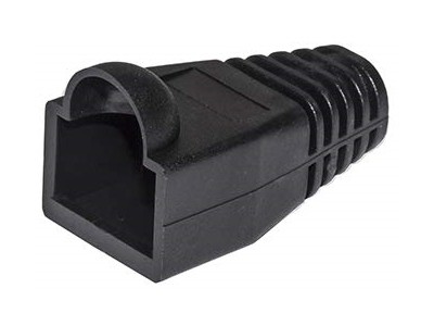 CONFEZIONE 100 COPRICONNETTORI 6MM PER PLUG RJ45 8 POLI CAVO CAT 5E- 6 NERI