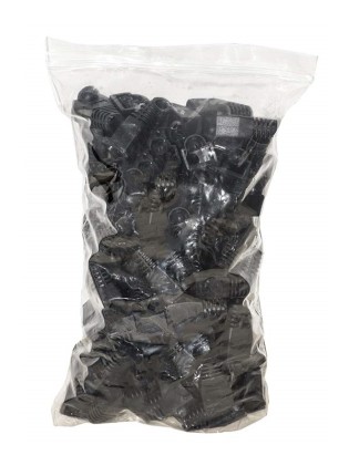 CONFEZIONE 100 COPRICONNETTORI 6MM PER PLUG RJ45 8 POLI CAVO CAT 5E- 6 NERI