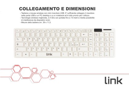 Tastiera Italiana Slim E Mouse Combo Wireless Bianca