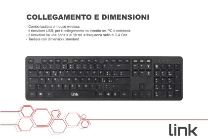 Kit Tastiera Italiana E Mouse Wireless Con Pile Incluse