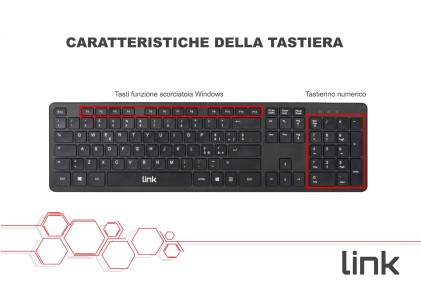 Kit Tastiera Italiana E Mouse Wireless Con Pile Incluse