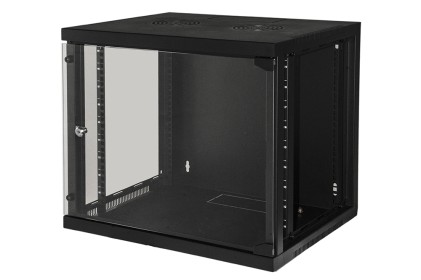 Armadio Rack 19" 9 Unita' Da Muro Per Reti (A)485 X (L)540 X (P) 450 Mm Colore Nero Porta Vetro