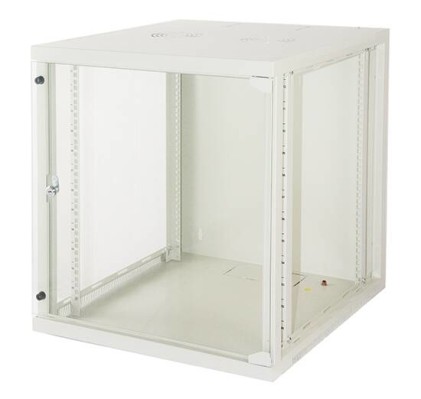 Armadio Rack 19&#34; 12 Unita&#39; Da Muro (A)620X (L)540 X Profondita&#39; 600 Mm. Colore Grigio Chiaro Porta Vetro