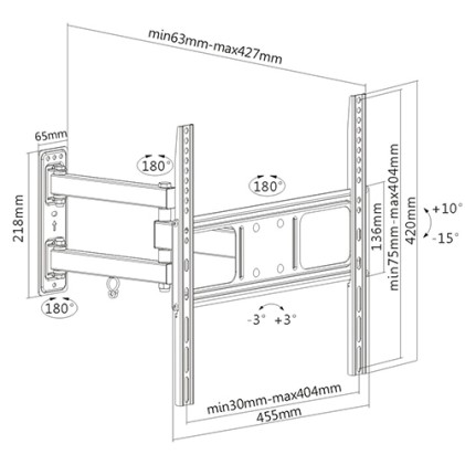 Staffa A Muro Supporto Tv 32-55&#34; Led/Lcd Fino A 35 Kg A Tre Snodi