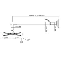 BRACCIO A MURO PER PROIETTORE ESTENSIBILE 820-1200 MM.