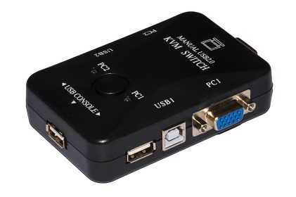 Switch Kvm Manuale Per 2 Pc Usb/Vga Con 1 Mouse, 1 Tastiera Usb E 1 Monitor Vga Con Cavi Inclusi