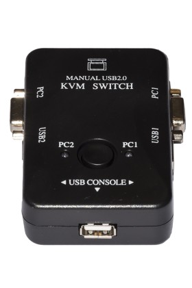 Switch Kvm Manuale Per 2 Pc Usb/Vga Con 1 Mouse, 1 Tastiera Usb E 1 Monitor Vga Con Cavi Inclusi