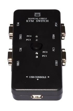 Switch Kvm Manuale Per 4 Pc Usb/Vga Con 1 Mouse, 1 Tastiera Usb E 1 Monitor Vga Con Cavi Inclusi