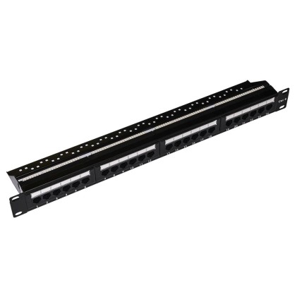 Pannello Patch 19&#34; Non Schermato Utp 24 Porte 8 Poli Rj45 Per Reti Categoria 5E Nero