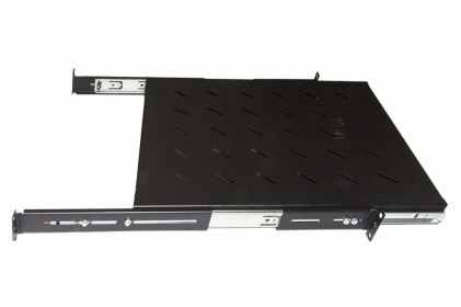 Ripiano Universale Per Armadio Rack Estraibile Su Binari Telescopici 1 Unita&#39; Nero 550Mm.