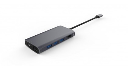 Minidock Lmp Usb-C 8Porte Spacegray Hdmi-Rj45-Sd-Micro Sd-3 Usb-1 Usb-C