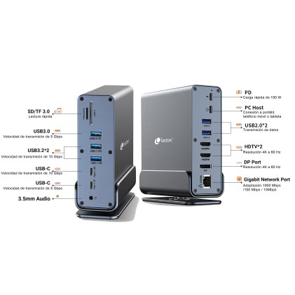 Leotec LEDS06 replicatore di porte e docking station per laptop USB 3.2 Gen 2 (3.1 Gen 2) Type-C