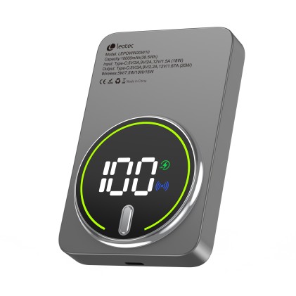 Leotec LEPOWW20W10G batteria portatile Polimeri di litio (LiPo) 10000 mAh Carica wireless Grigio