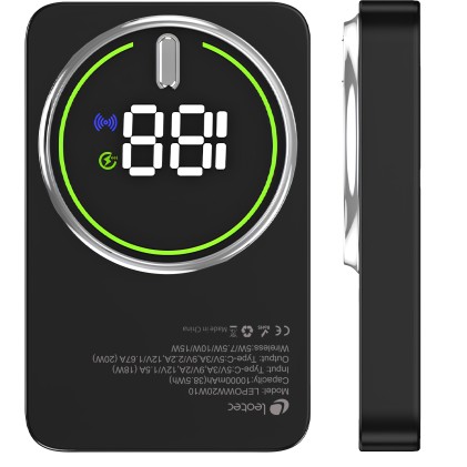 Leotec LEPOWW20W10K batteria portatile Polimeri di litio (LiPo) 10000 mAh Carica wireless Nero